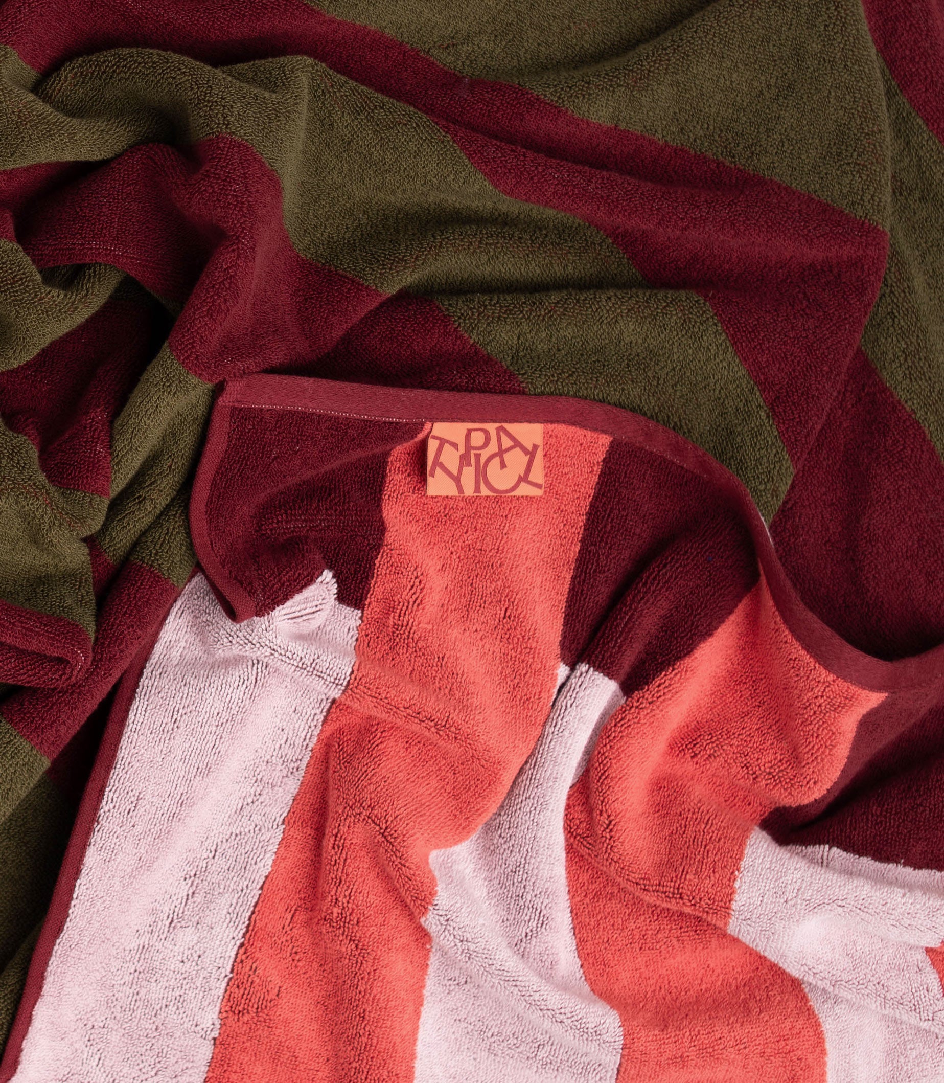 Offset Stripe - Petal Pink, Cabernet Burgundy, Moss Green
