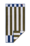 The Stretch Towel™ - Offset Stripe - Studio Navy, Moss Green, Workshop White