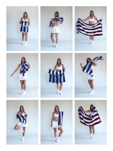 Typical Stretch Towel – Offset Stripe – Studio Navy, Lilac, Workshop White – Bath