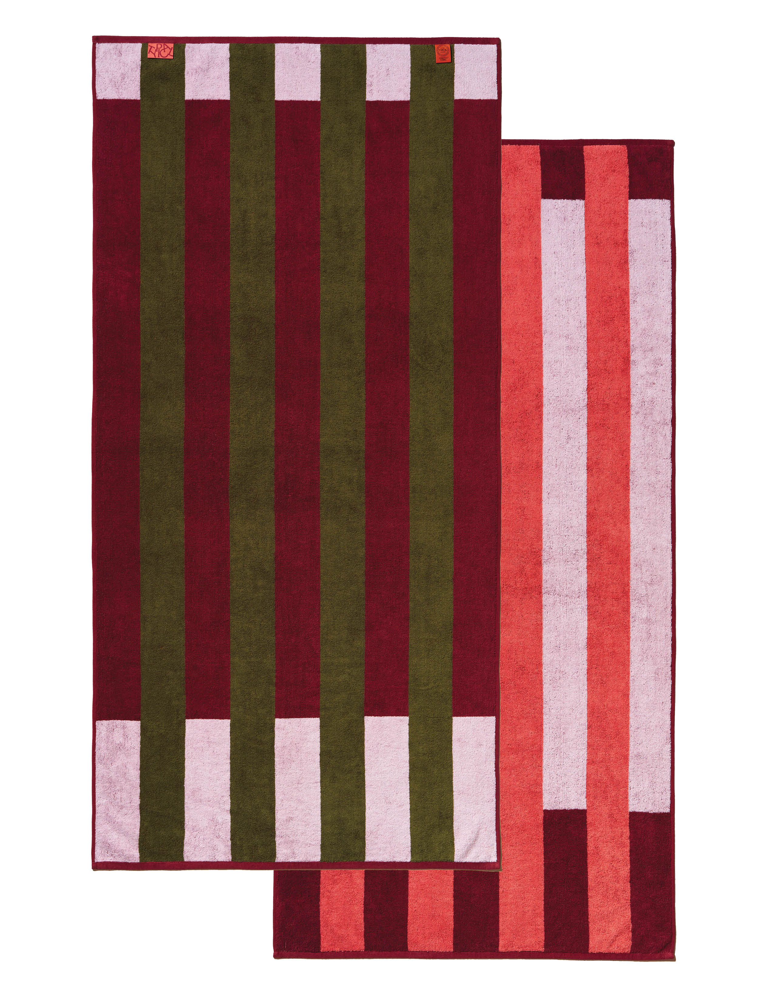 Offset Stripe - Petal Pink, Cabernet Burgundy, Moss Green
