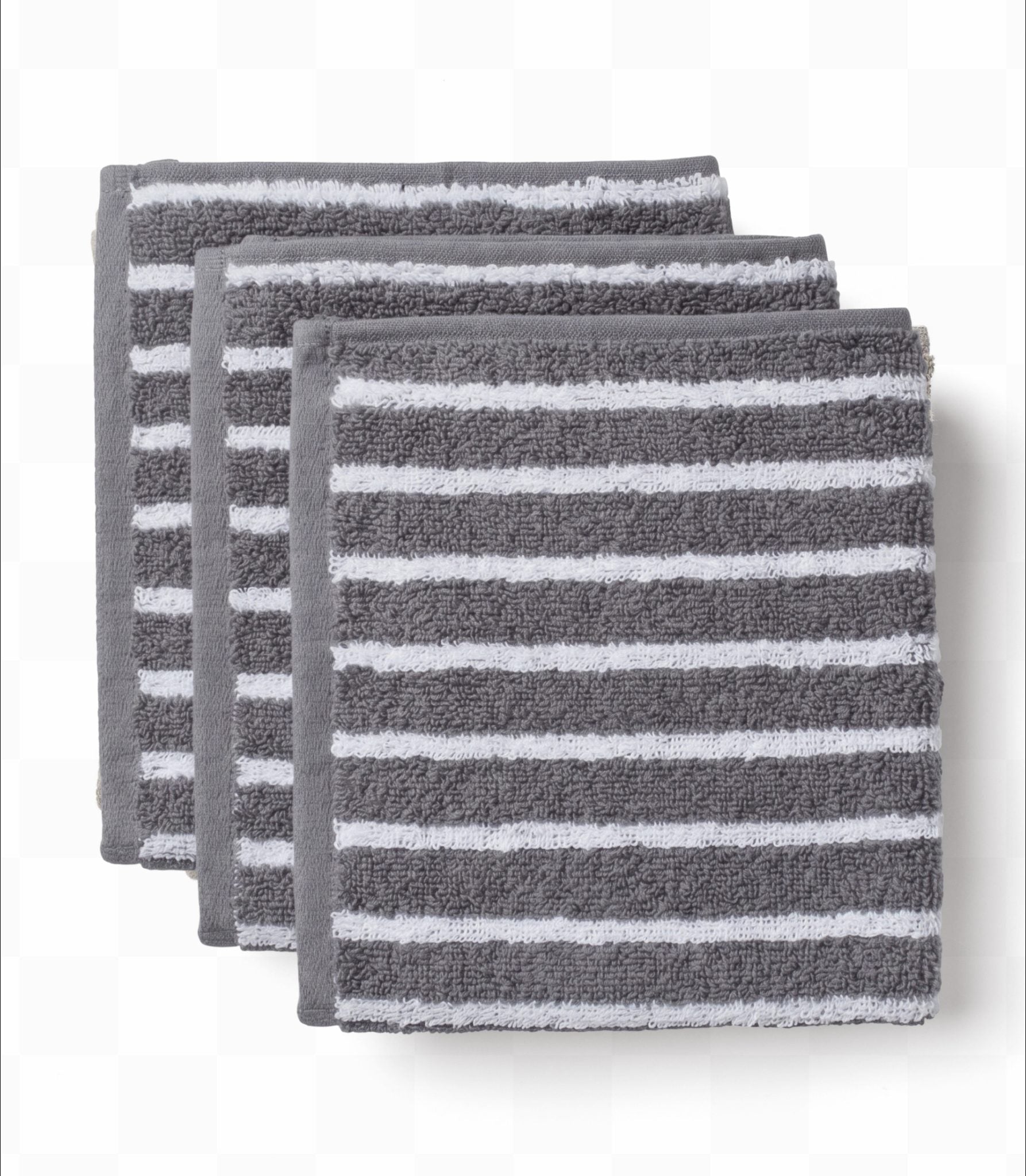 Stripe - Workshop White, Primer Gray Face Towel 3 Pack