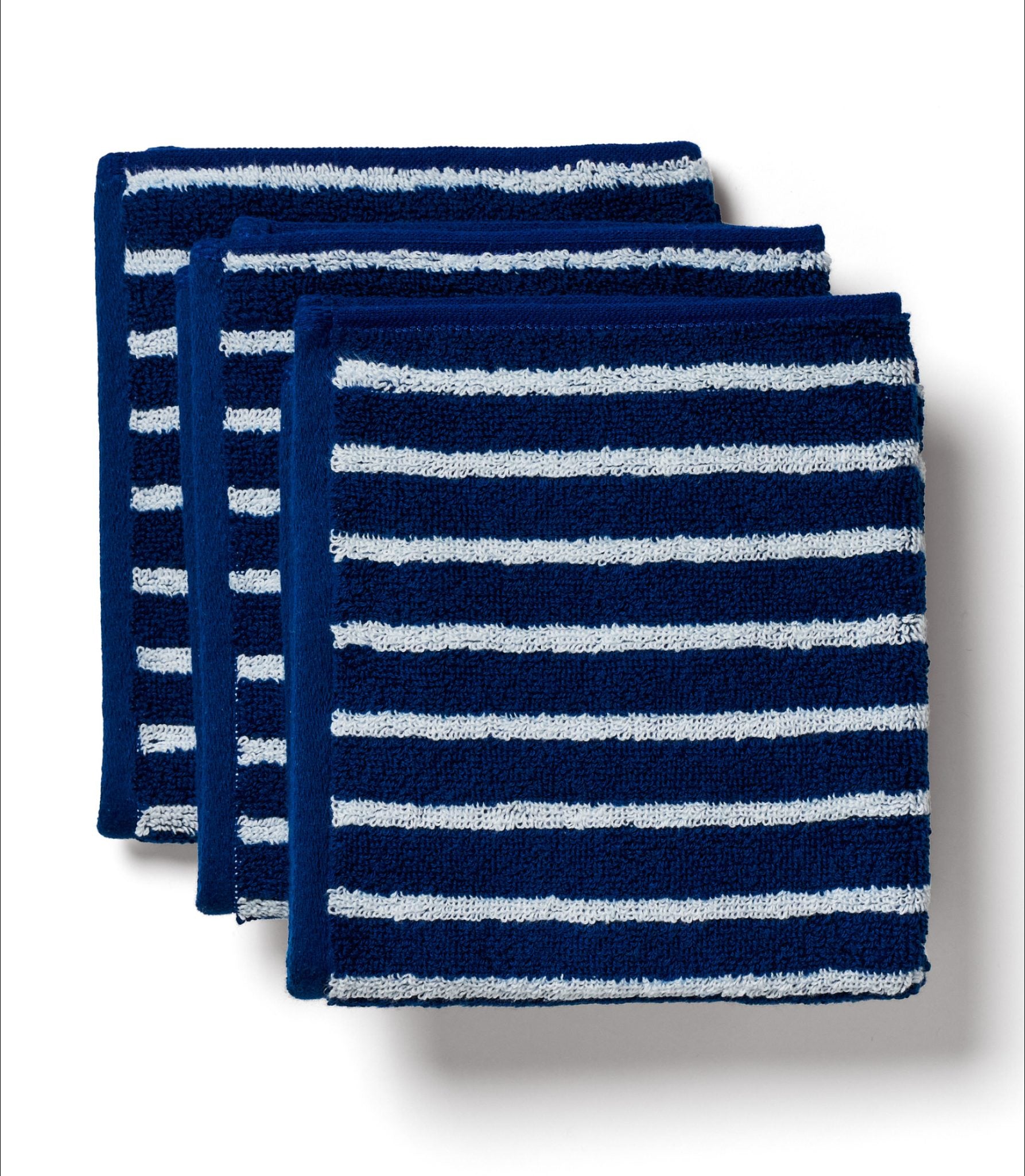 Stripe - Workshop White, Studio Navy Face Towel 3 Pack