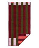 Offset Stripe - Petal Pink, Cabernet Burgundy, Moss Green